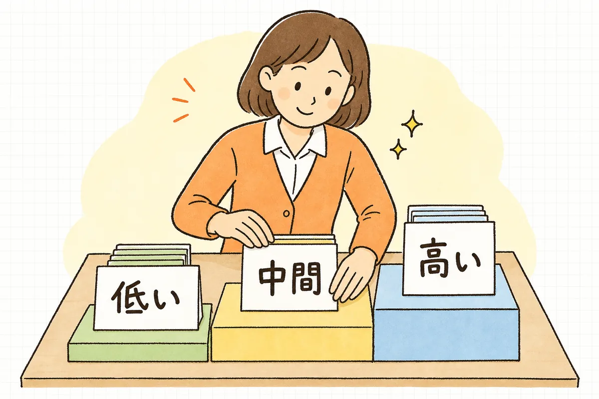 世帯の市町村民税の所得割額をもとに保育料の階層区分が決まるしくみを示した図