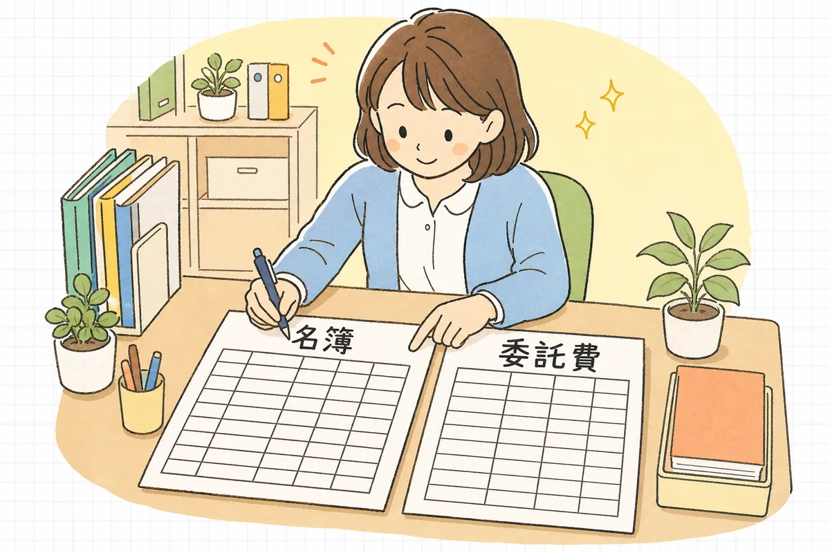 在籍児童数の名簿と委託費の見込みを照らし合わせ、月ごとの入退園による変動を確認する事務担当者