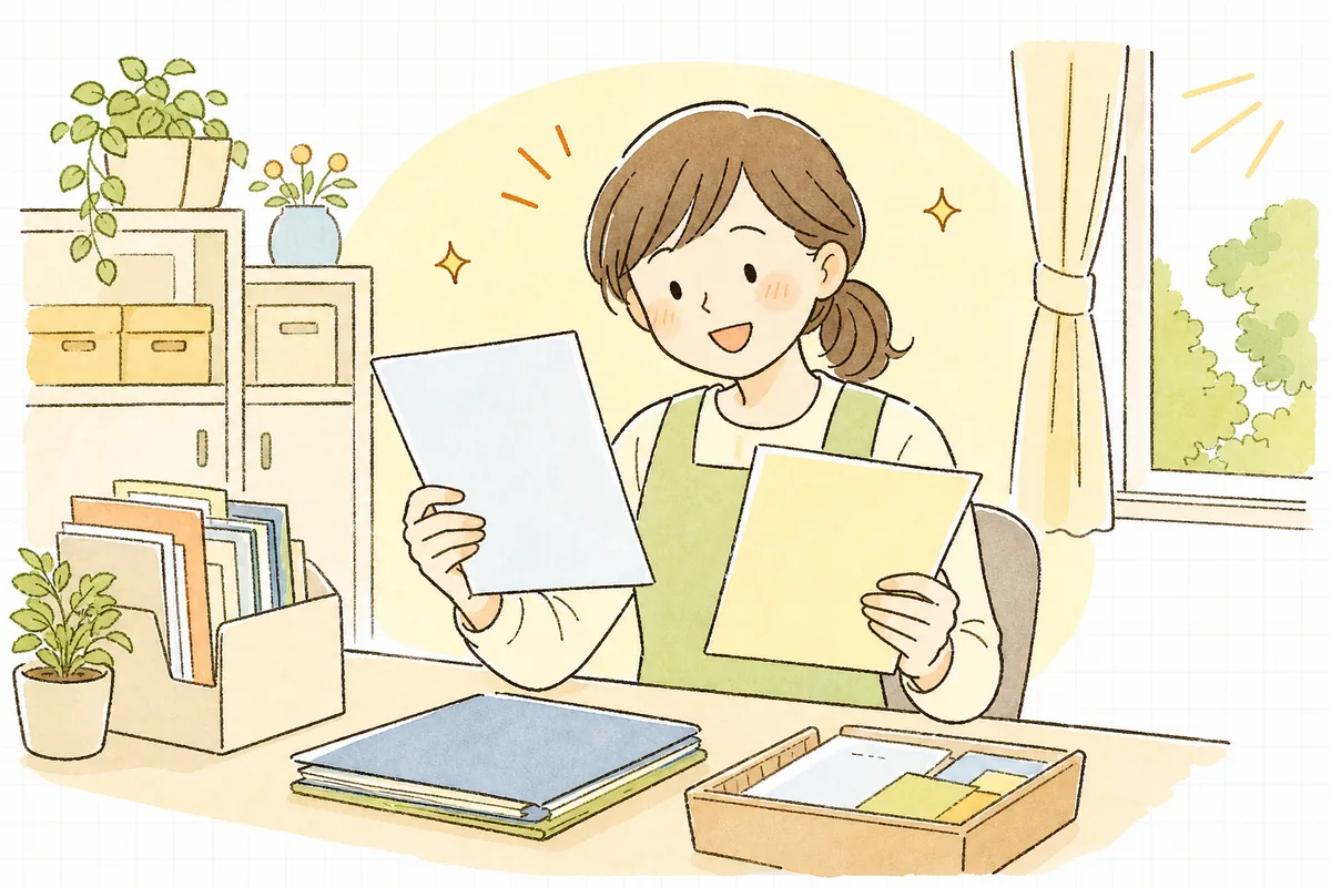 委託費の明細と自分の見積もりが合っていることを確かめ、ほっと安堵の笑みを浮かべる保育園の事務担当者