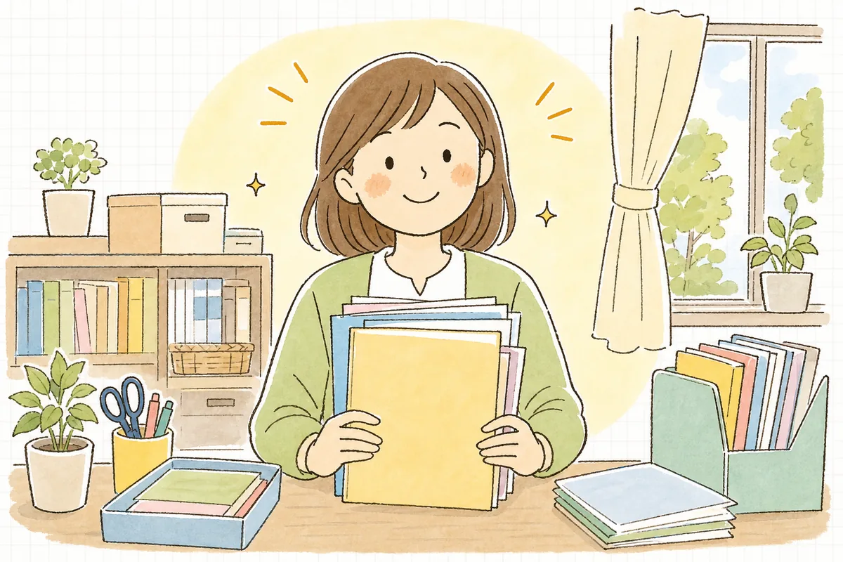 職員全員の健康診断の記録を整え終え、名簿を閉じてほっと一息つく保育園の事務担当者